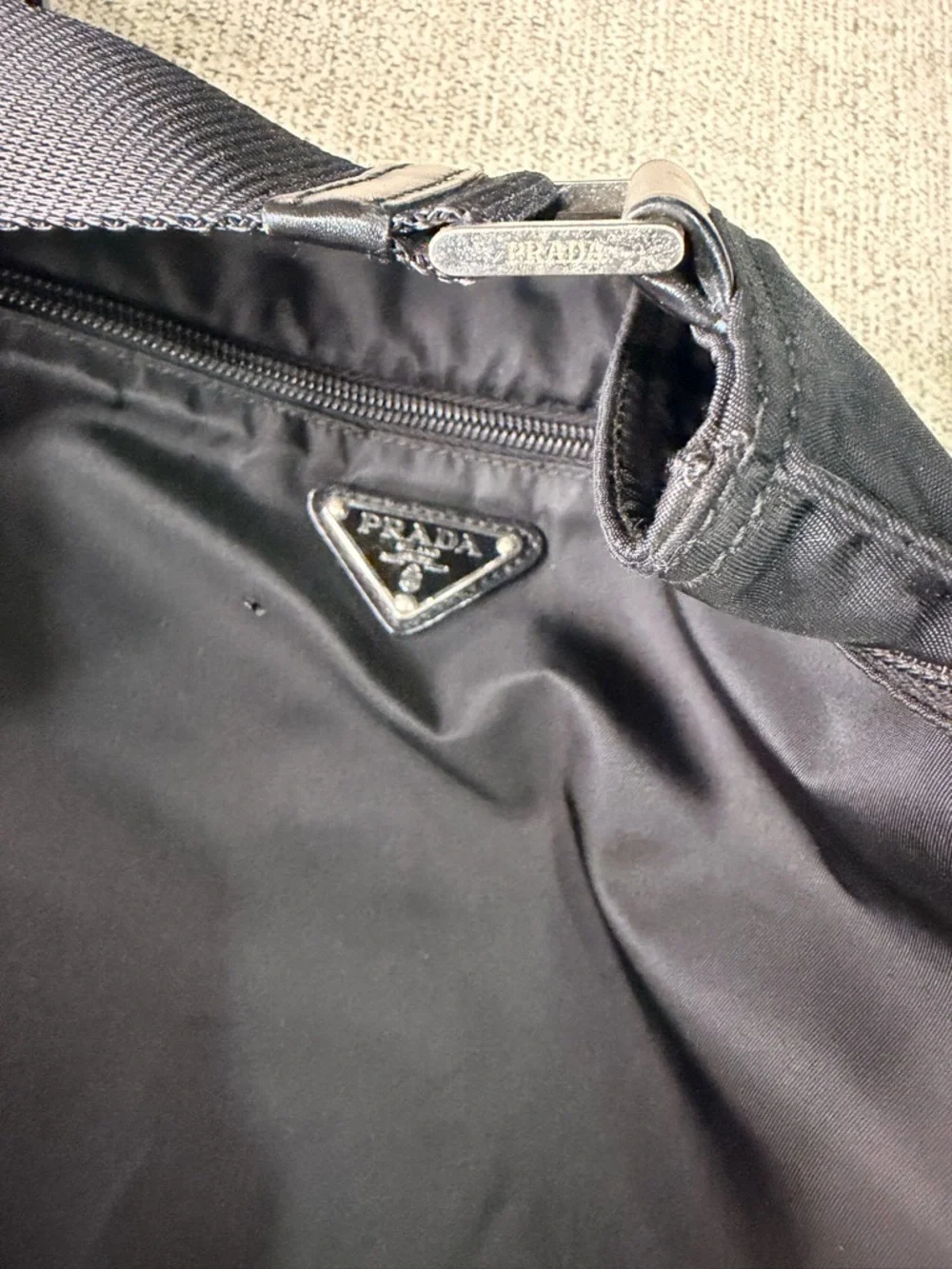 Prada Vintage Black Nylon Crossbody Bag